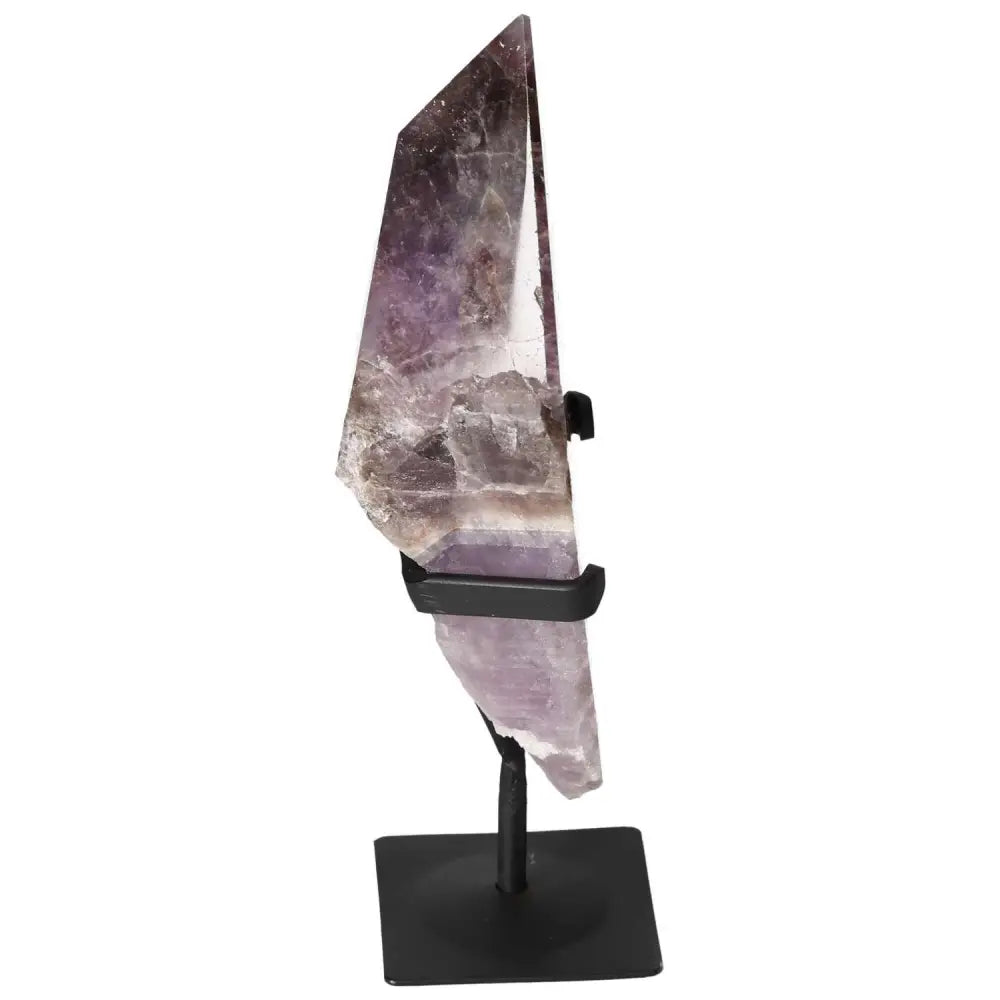 Seven Point Polished Amethyst on display stand, showcasing its luxury and energy-enhancing qualities by Sylvia Crystals.