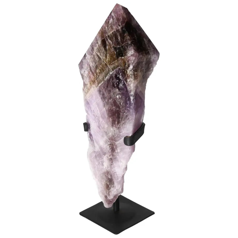 Seven Point Polished Amethyst with stand, premium crystal from Sylvia Crystals known for stress relief and spiritual rejuvenation.