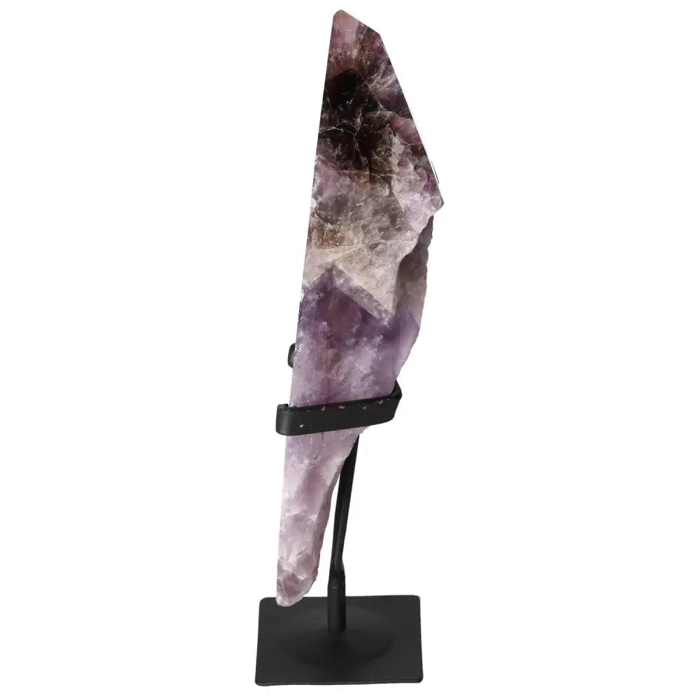 Seven Point Polished Amethyst crystal on stand, promoting relaxation and concentration, from Sylvia Crystals' premium collection.