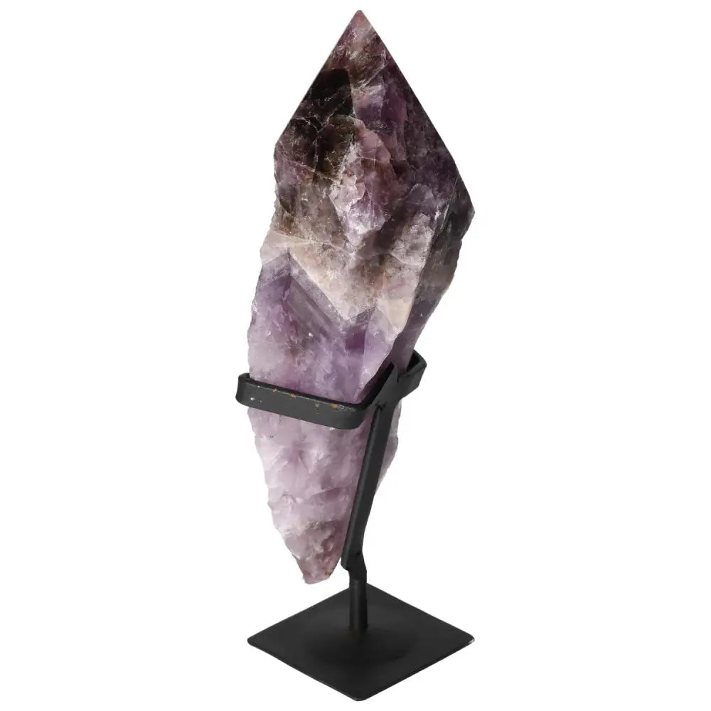 Seven Point Polished Amethyst crystal on stand, enhancing spiritual rejuvenation, from Sylvia Crystals