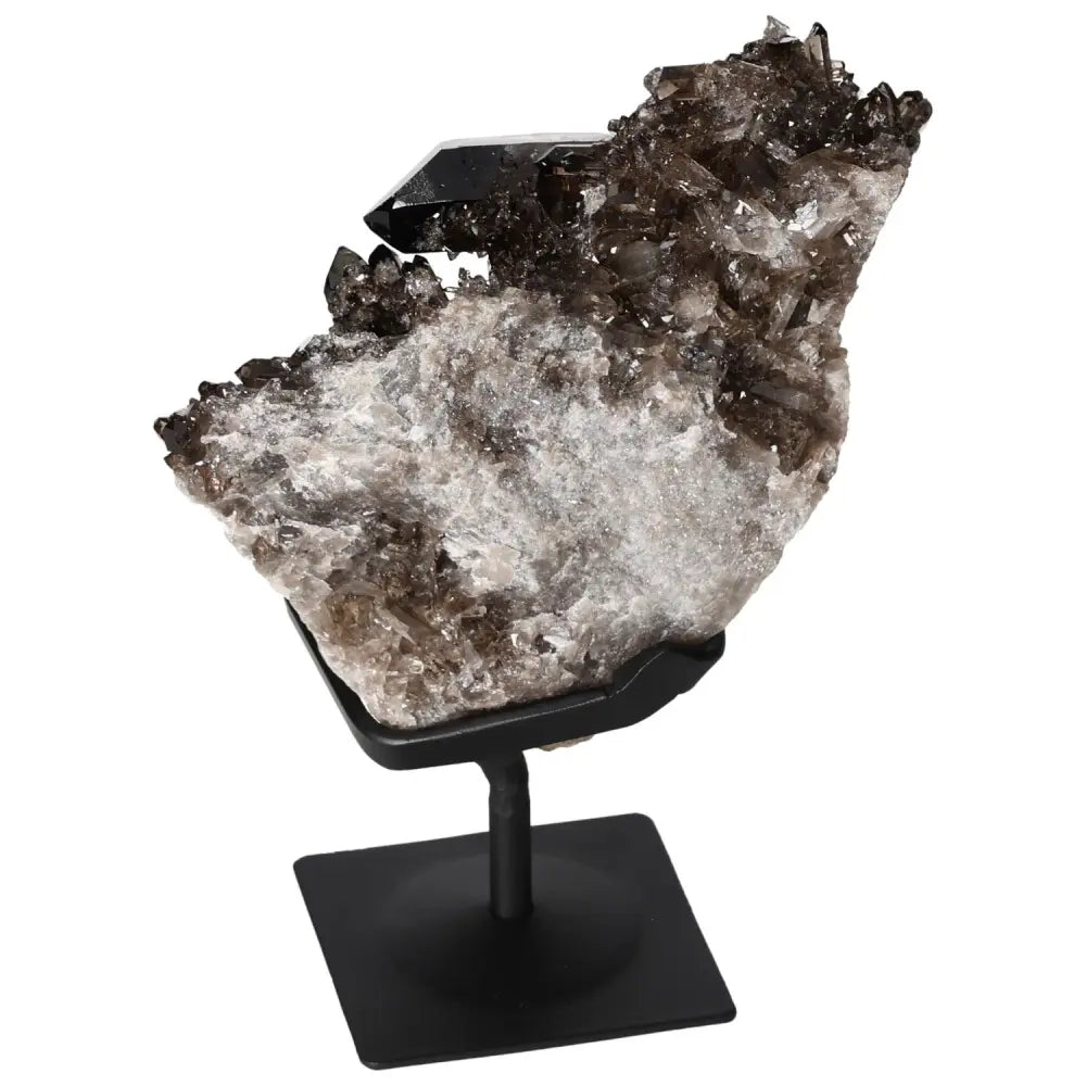 Smoky Quartz on Metal Stand from Sylvia Crystals, enhancing practicality and decision-making, ideal for professionals seeking clarity.