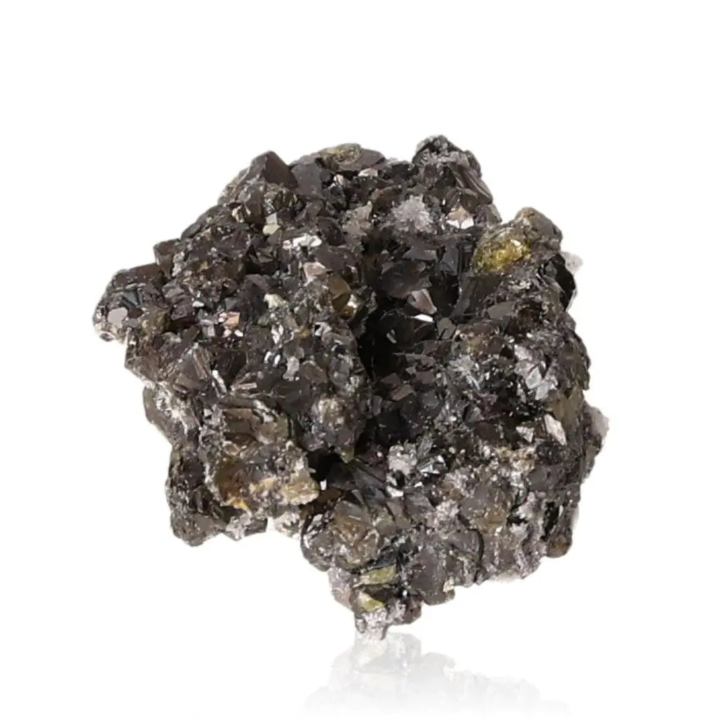 Premium Sphalerite crystal from Sylvia Crystals, showcasing fiery hues and rugged texture, ideal for enhancing spiritual journeys.