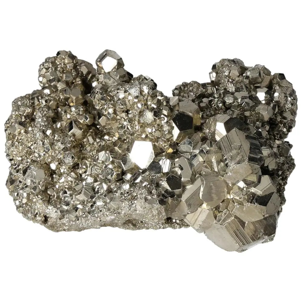 Superior quality pyrite cluster with geometric formations and metallic luster, showcasing natural elegance and brilliance.