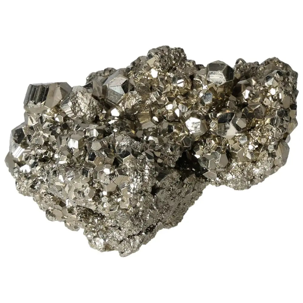 Superior quality pyrite cluster showcasing geometric brilliance and metallic luster, featuring intricate cubic formations.