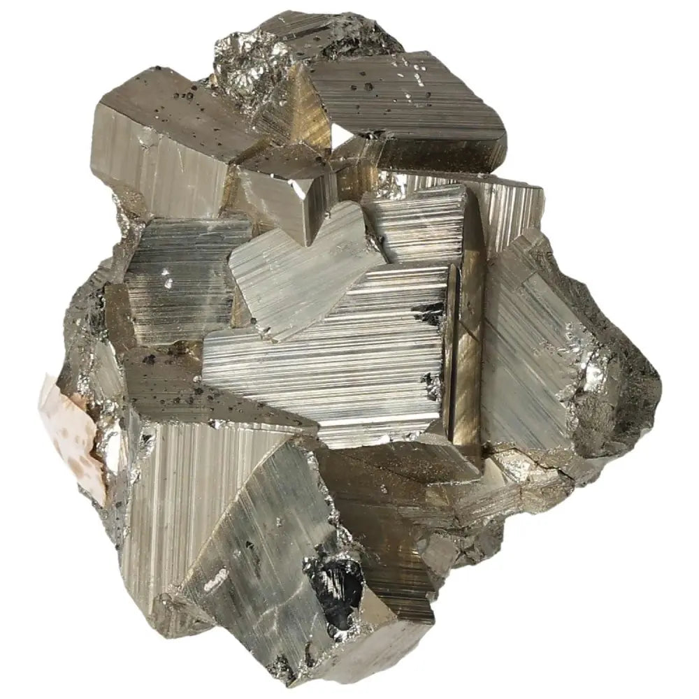 Superior Quality Pyrite Cluster with metallic luster and geometric formations, showcasing natural elegance and sculptural detail.