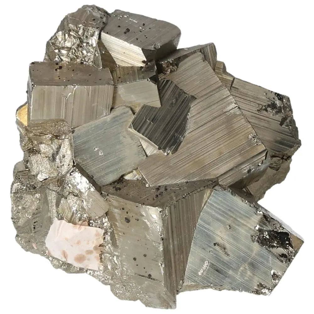 Superior quality pyrite cluster with geometric formations and metallic luster, showcasing natural elegance and intricate sculptural detail.