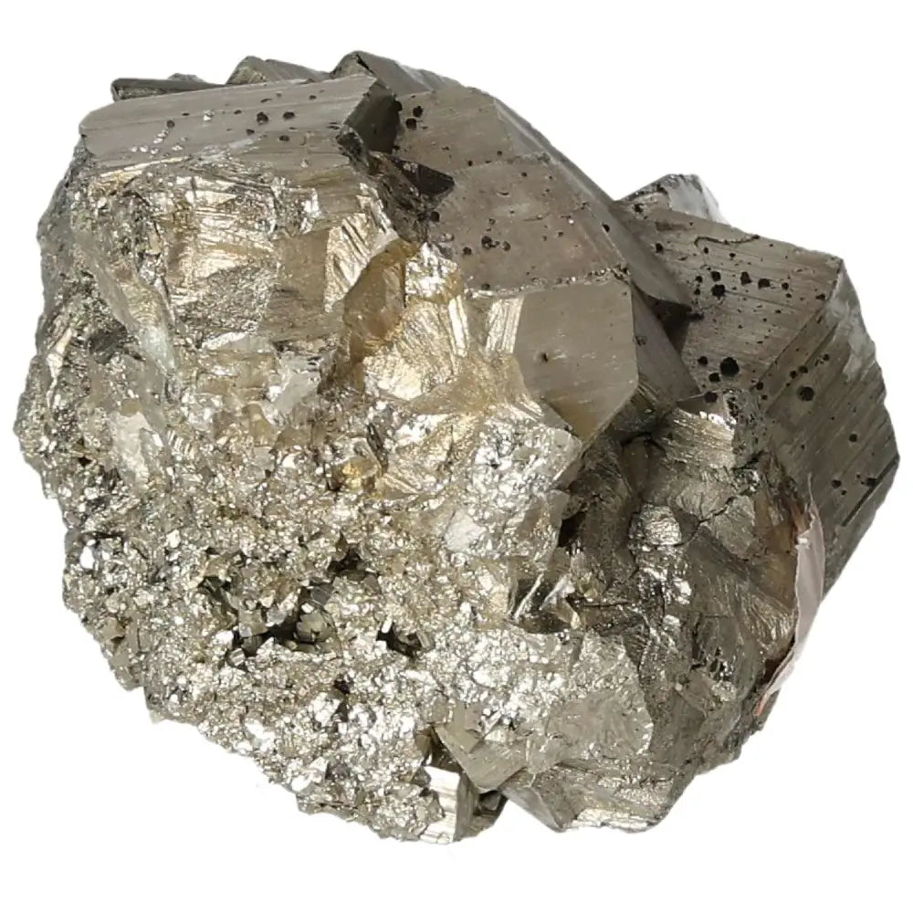 Superior quality pyrite cluster with cubic geometric formations, showcasing metallic luster and intricate sculptural details.