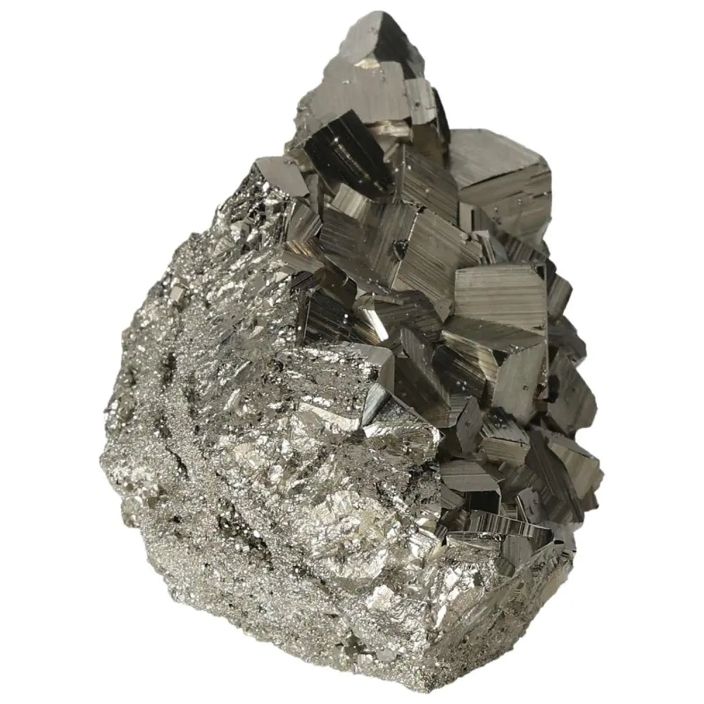 Superior quality pyrite cluster with geometric formations and metallic luster, showcasing natural sculptural detail.
