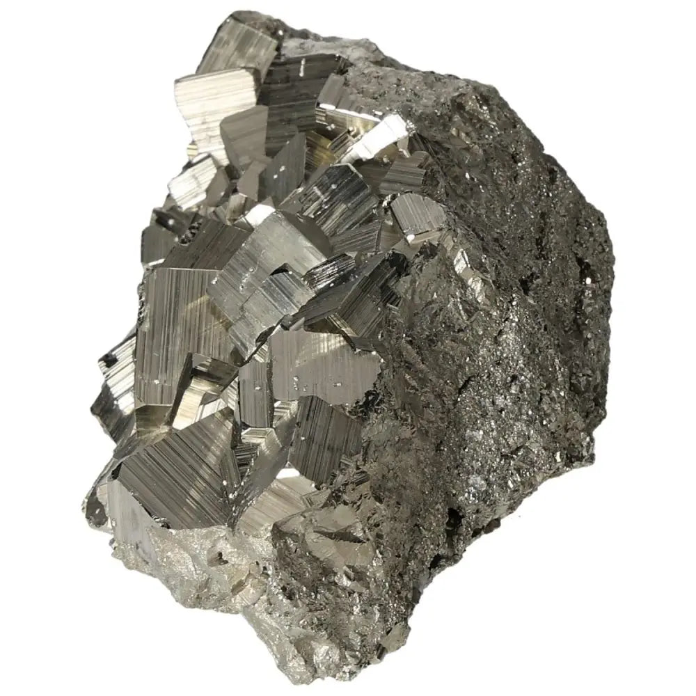 Superior quality pyrite cluster with geometric formations showcasing metallic luster, sourced from premium deposits.