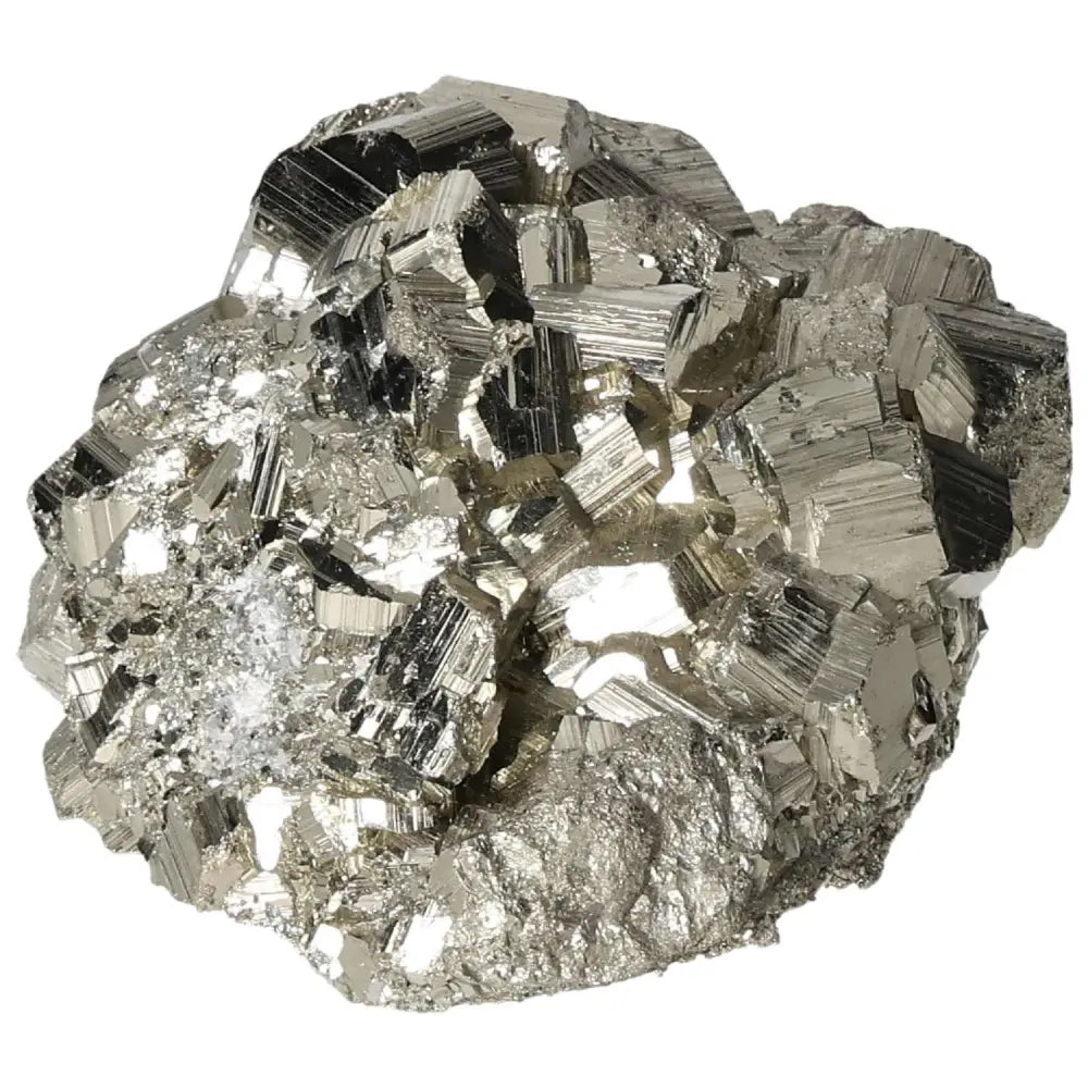 Superior Quality Pyrite Cluster with geometric formations, showcasing metallic luster and natural cubic shapes, sourced from premium deposits.