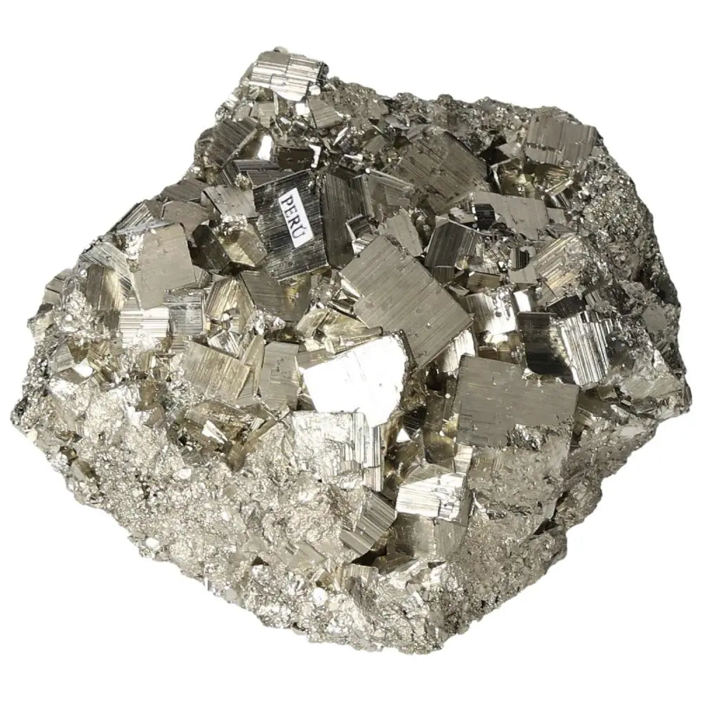 Superior quality pyrite cluster with geometric cubic formations and metallic luster from premium deposits.