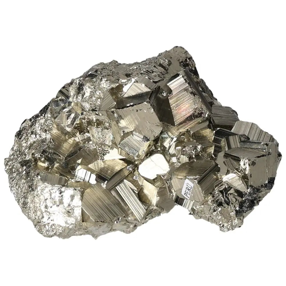 Superior Quality Pyrite Cluster with geometric formations highlighting metallic luster, showcasing natural cubic brilliance.