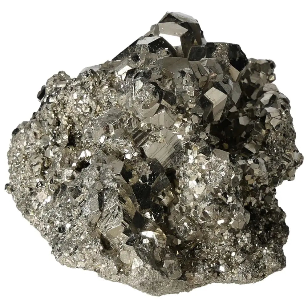 Superior quality pyrite cluster showcasing geometric brilliance with natural cubic formations and metallic luster.