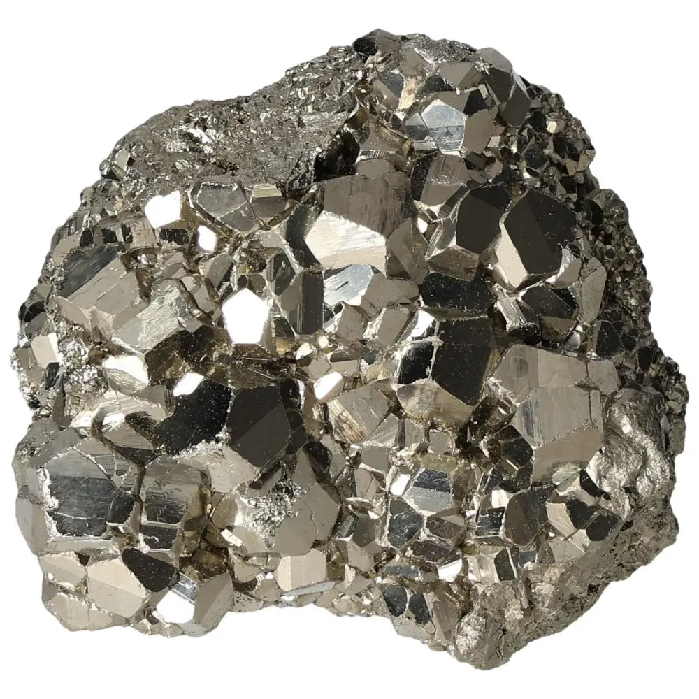 Superior quality pyrite cluster showcasing geometric brilliance and iconic metallic luster in natural form.