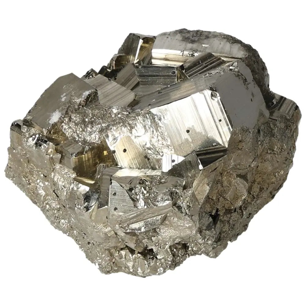Superior quality pyrite cluster showcasing cubic formations and metallic luster, exemplifying geometric brilliance in natural form.