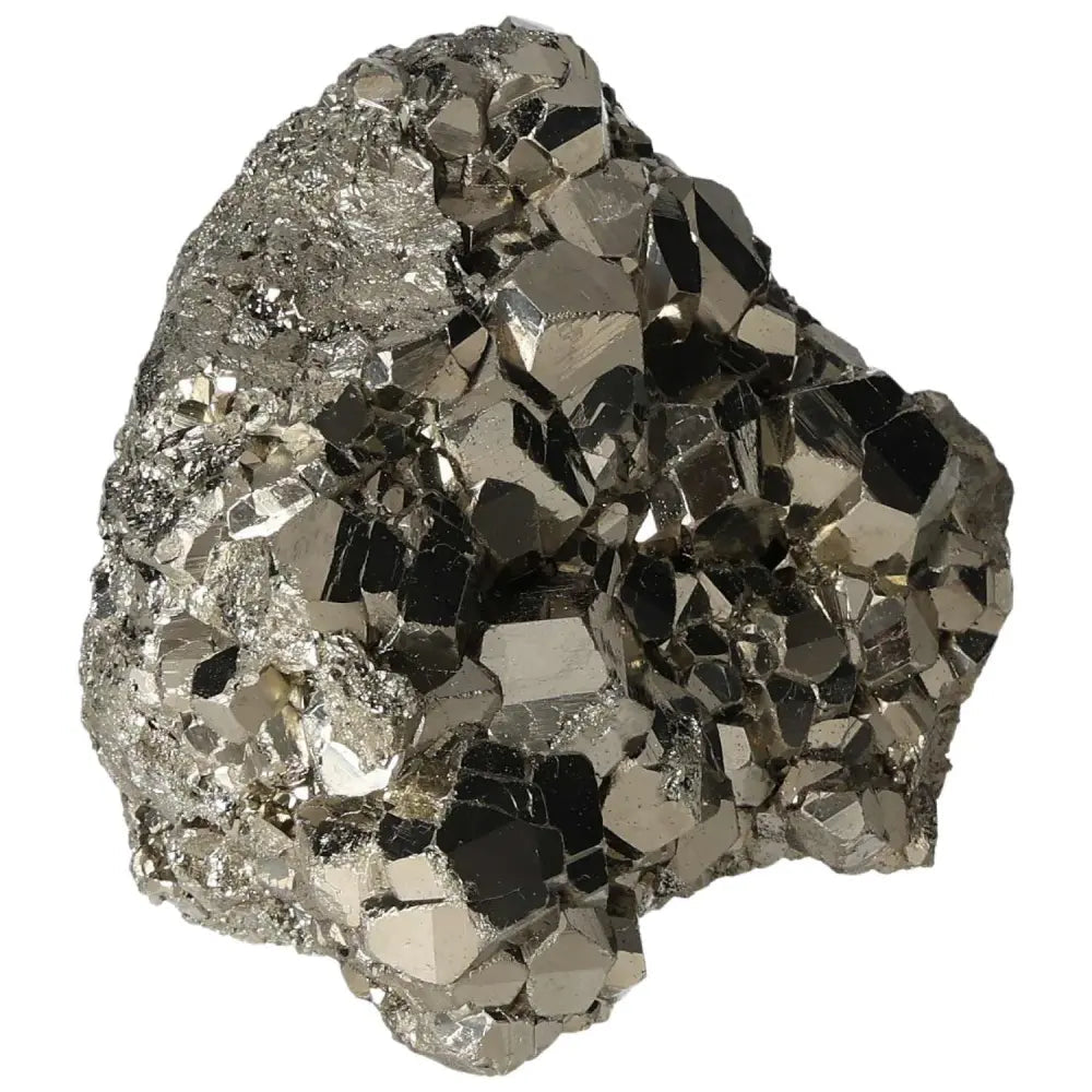 Superior quality pyrite cluster with geometric formations and metallic luster, sourced from premium deposits.