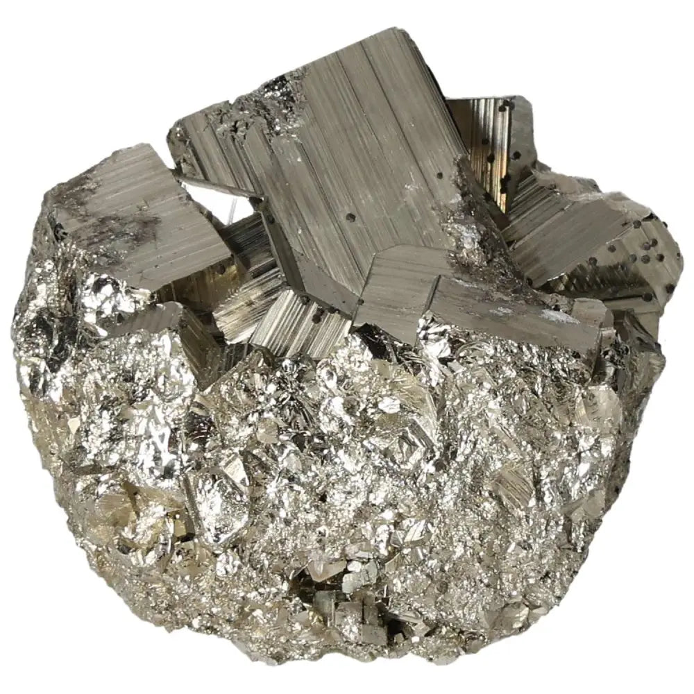 Superior quality pyrite cluster showcasing natural geometric brilliance and metallic luster.