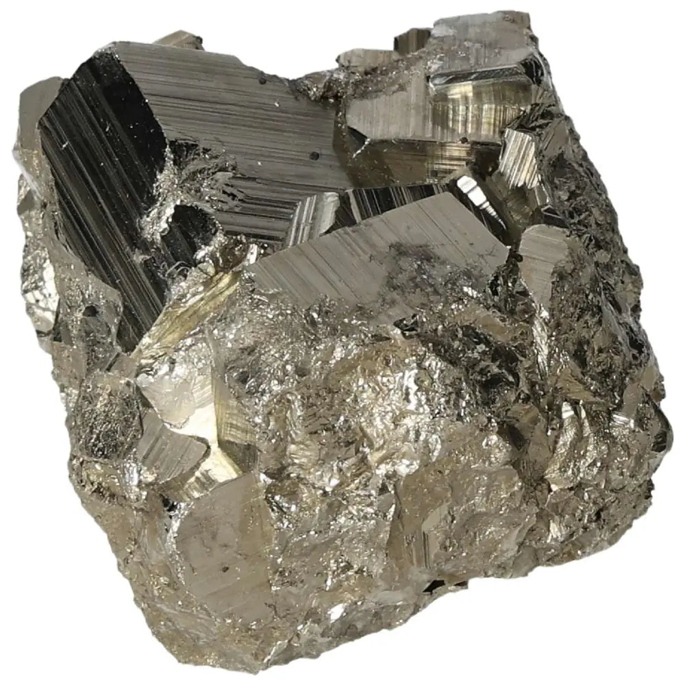 Superior Quality Pyrite Cluster with geometric formations and metallic luster