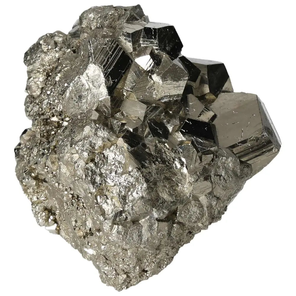 Superior quality pyrite cluster showcasing natural geometric brilliance and metallic luster, perfect for collectors or decor enthusiasts.