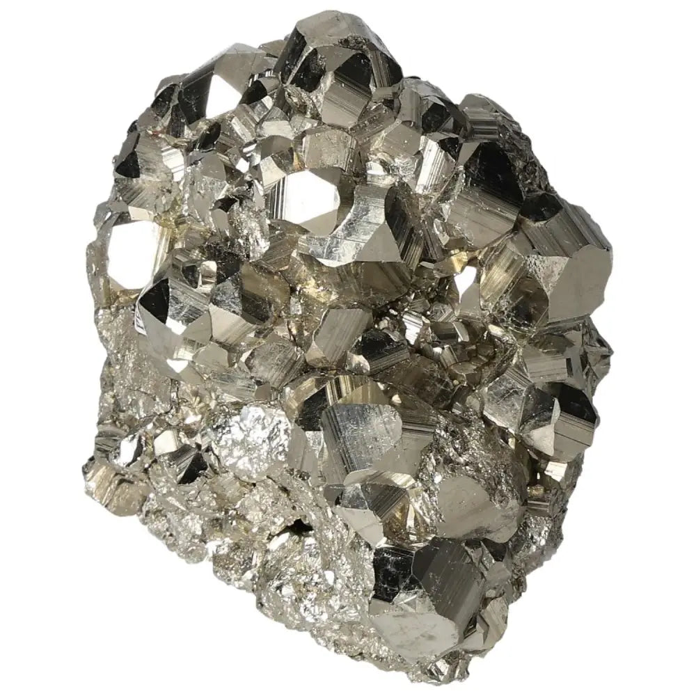 Superior Quality Pyrite Cluster with Geometric Formations and Metallic Luster