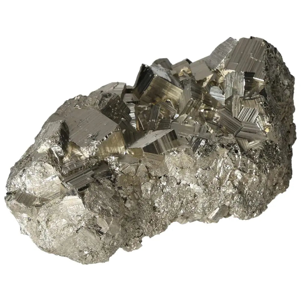 Superior quality pyrite cluster with natural cubic formations showcasing metallic luster and geometric brilliance.