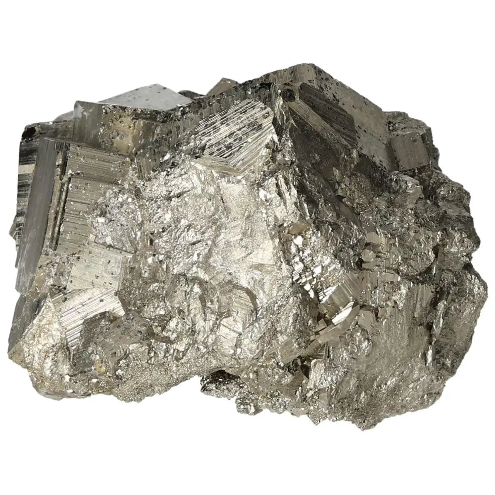 Superior quality pyrite cluster with natural cubic formations and metallic luster, showcasing geometric brilliance.