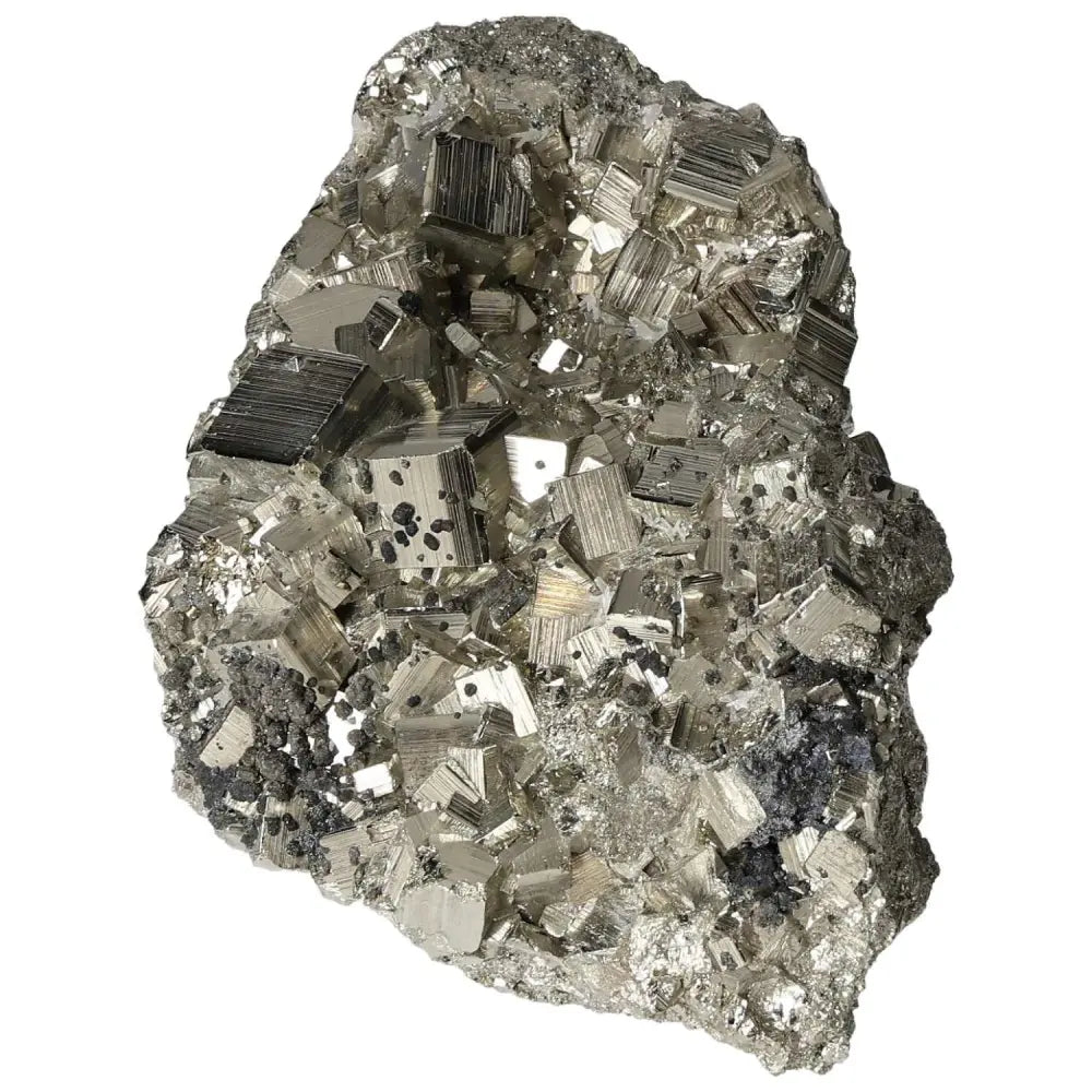 Superior quality pyrite cluster showcasing geometric formations and metallic luster, sourced from premium deposits.