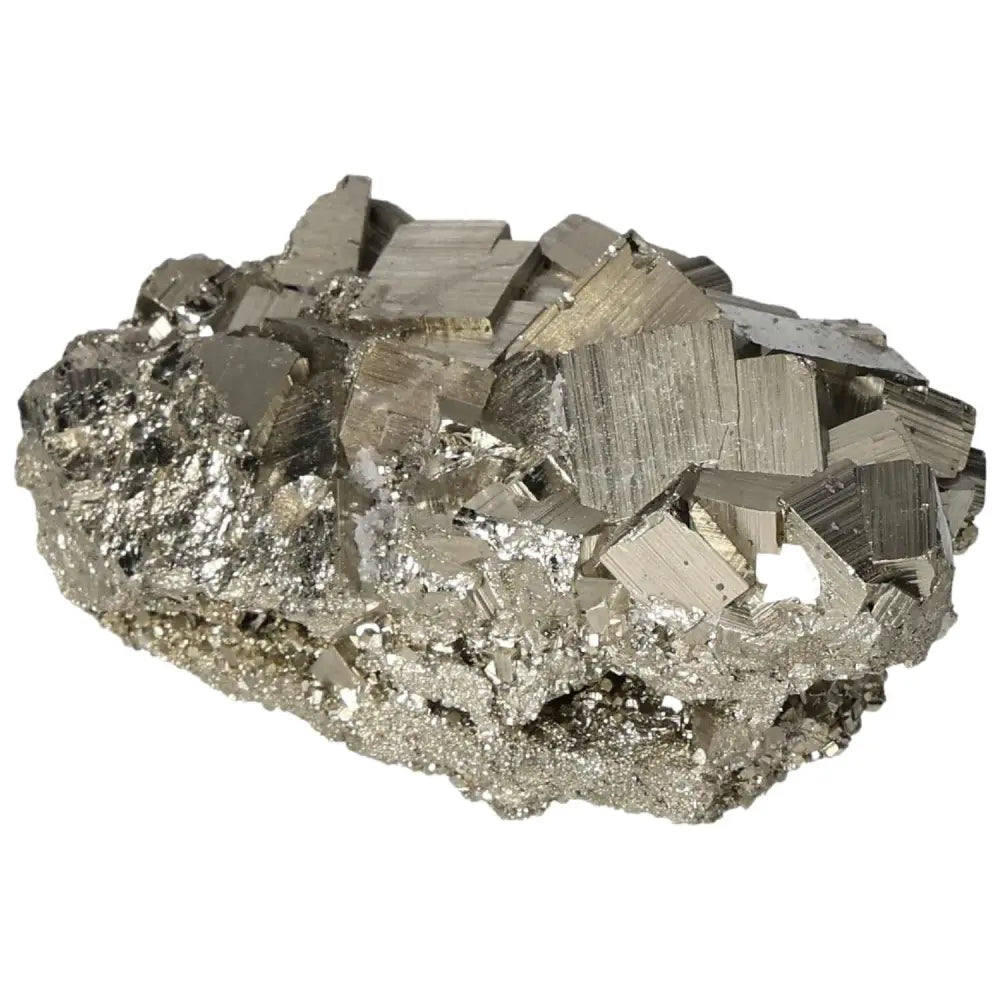 Superior-grade pyrite cluster with cubic formations and metallic luster
