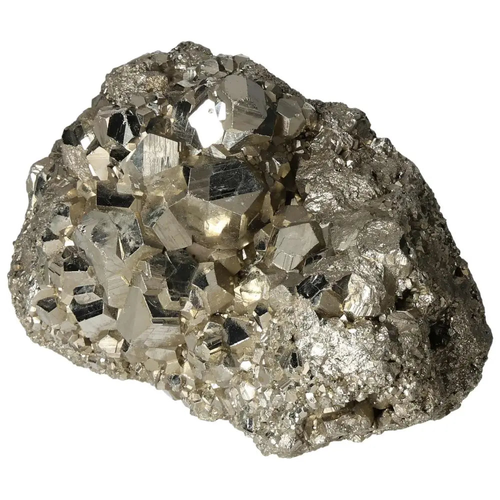 Superior quality pyrite cluster showcasing geometric formations and metallic luster, sourced from premium deposits.