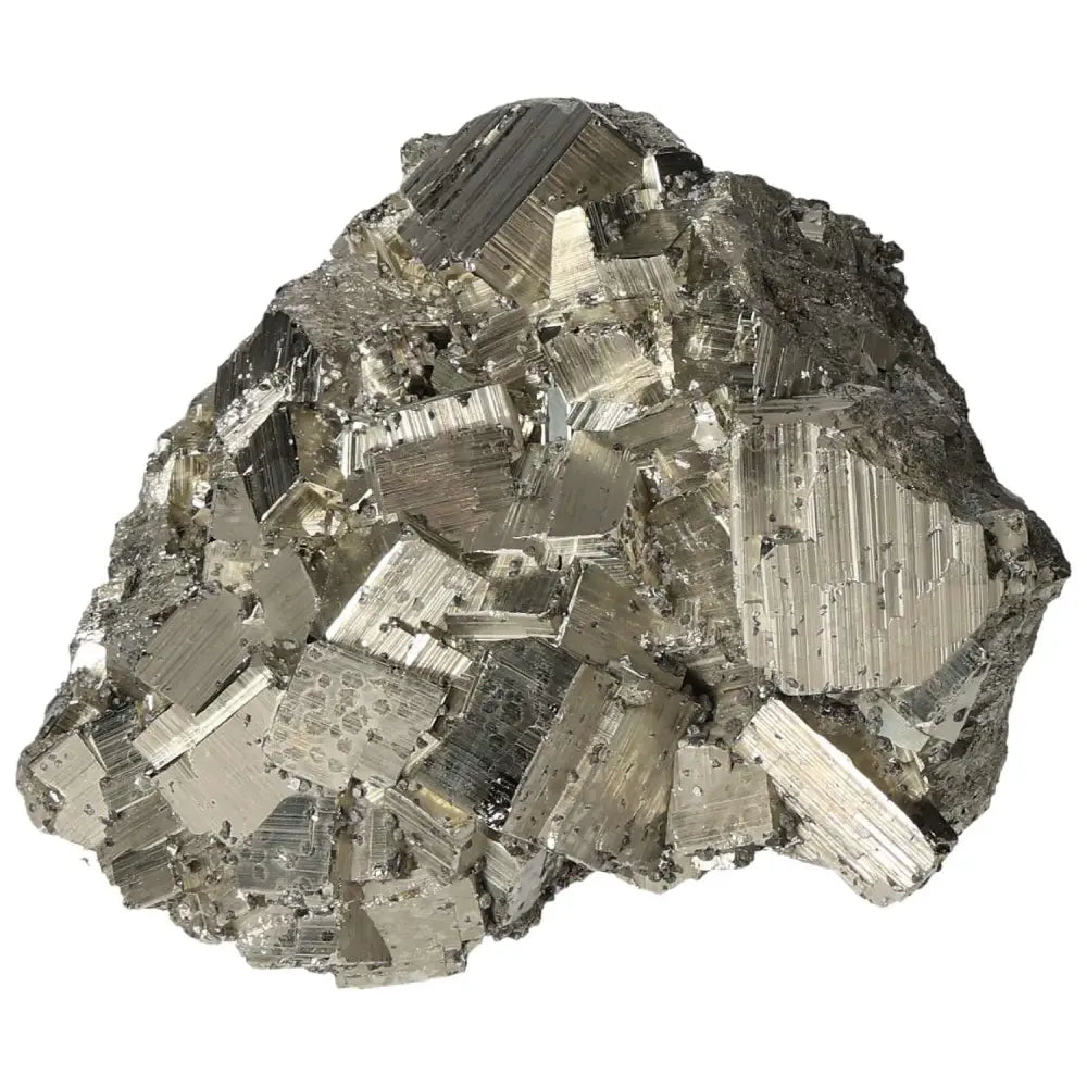 Superior quality pyrite cluster showcasing natural cubic formations and metallic luster, highlighting geometric brilliance and elegance.