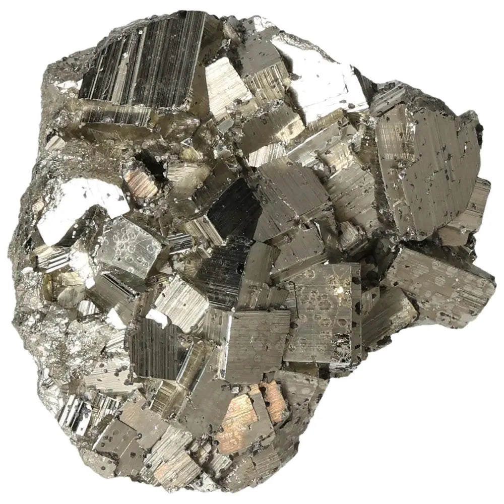 Alt Tag: Shimmering Superior Quality Pyrite Cluster showcasing geometric metallic formations and natural cubic brilliance.
