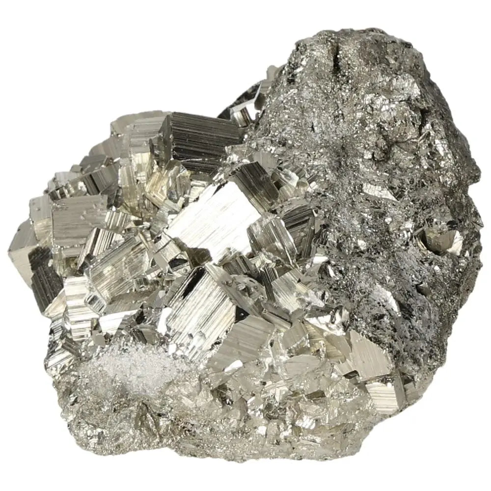 Superior quality pyrite cluster showcasing shimmering metallic luster and natural geometric formations.