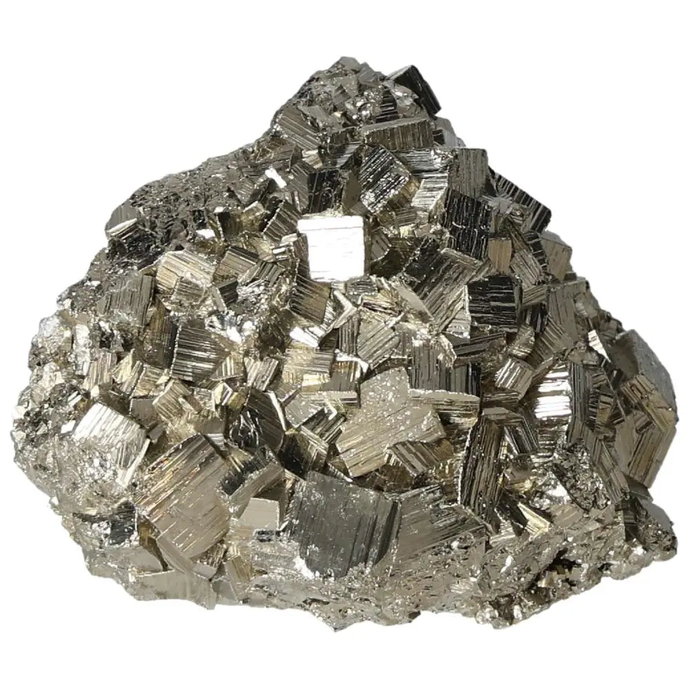 Superior Quality Pyrite Cluster with Metallic Luster and Geometric Formations