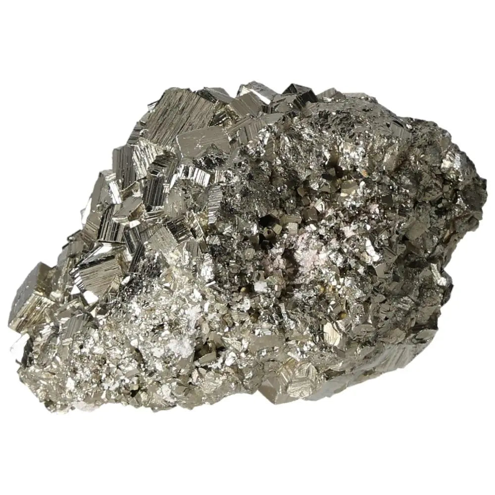 Superior quality pyrite cluster with natural cubic formations and metallic luster, showcasing geometric brilliance in natural form.