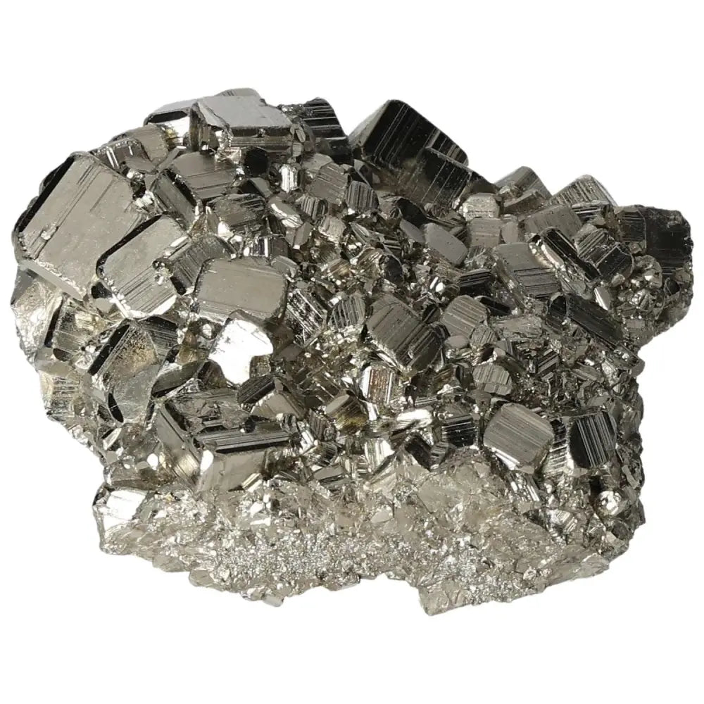 Superior quality pyrite cluster showcasing natural cubic formations and metallic luster, perfect for collectors and decor.
