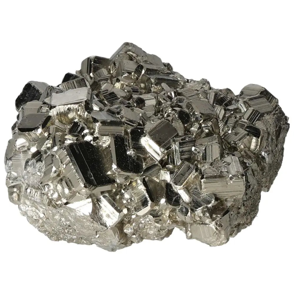 Superior quality pyrite cluster showcasing geometric metallic luster and natural cubic formations.