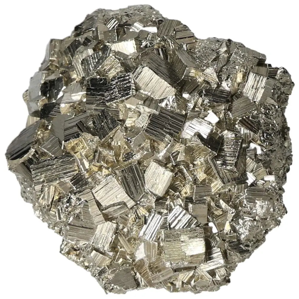 Superior quality pyrite cluster showcasing natural cubic and geometric formations with a metallic luster, perfect for collectors.