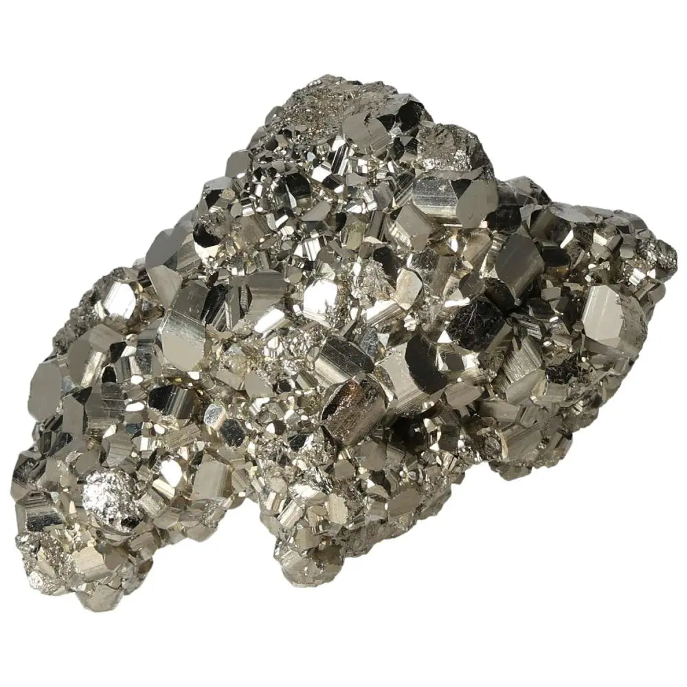 Superior quality pyrite cluster with geometric formations and metallic luster, showcasing natural elegance and brilliance.