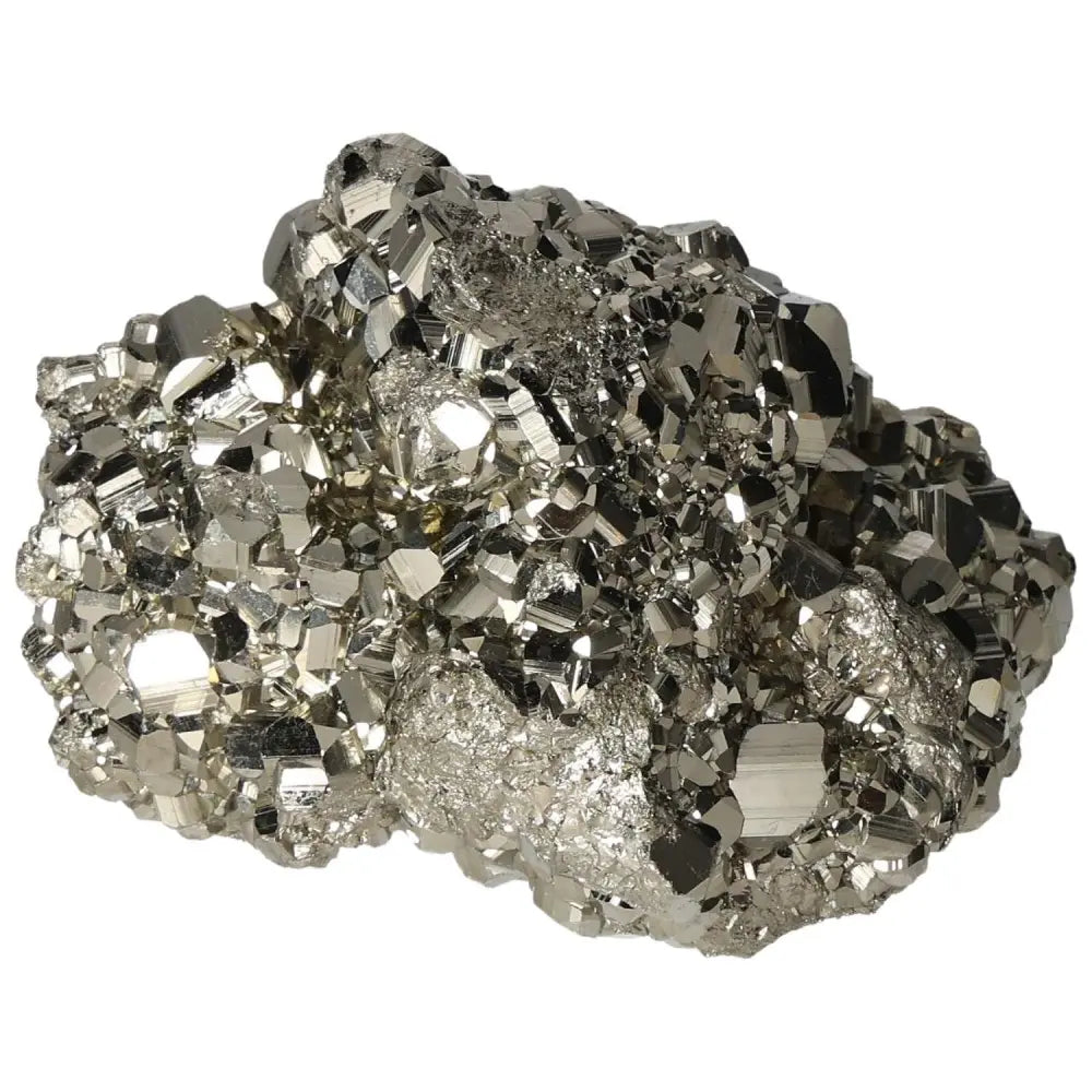 Superior quality pyrite cluster with geometric formations, displaying metallic luster and captivating elegance.