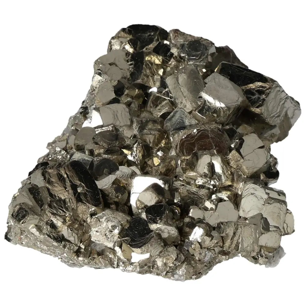 Superior quality pyrite cluster with geometric formations and metallic luster from premium deposits.