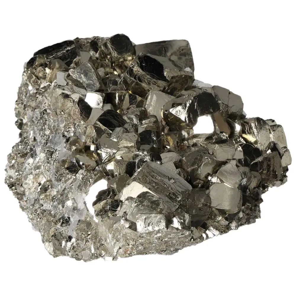 Superior Quality Pyrite Cluster showcasing vibrant metallic luster with geometric formations, perfect for collectors and enthusiasts.