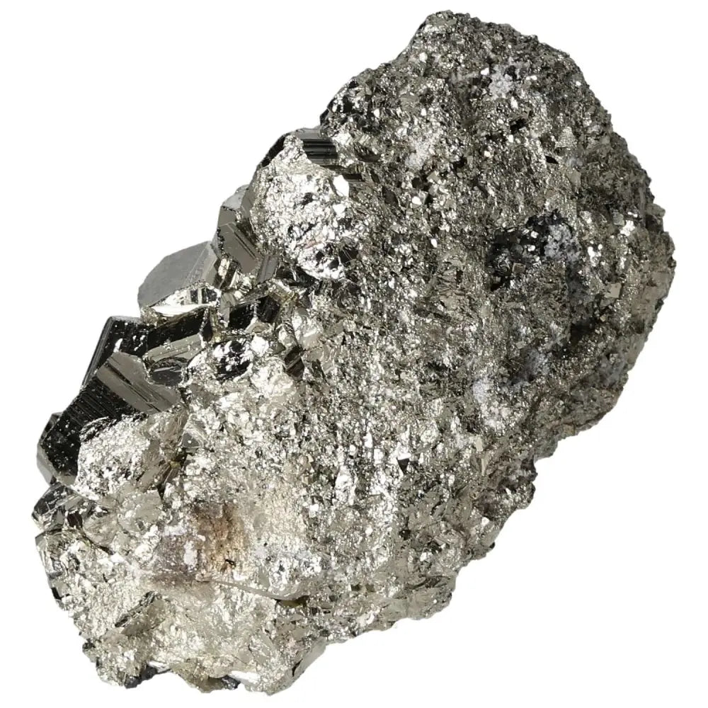 Superior quality pyrite cluster with geometric formations and metallic luster, sourced from premium deposits.