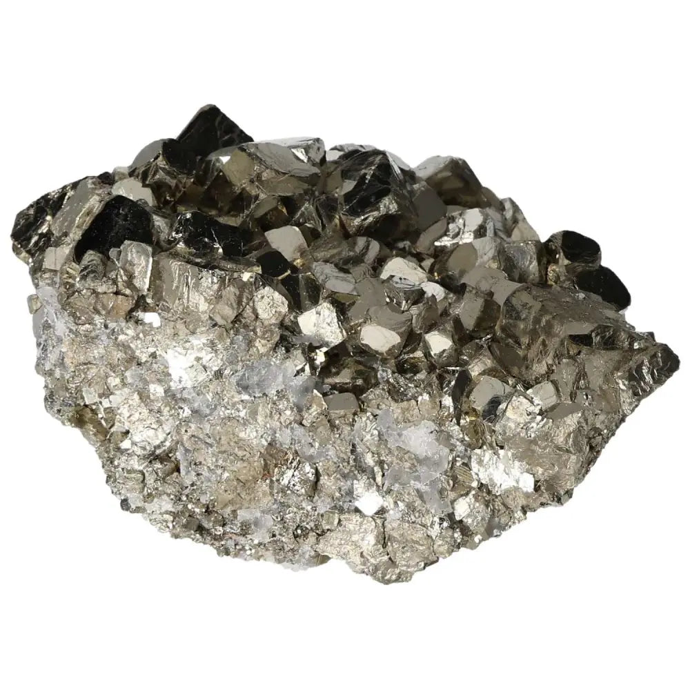 Superior Quality Pyrite Cluster with geometric formations and metallic luster