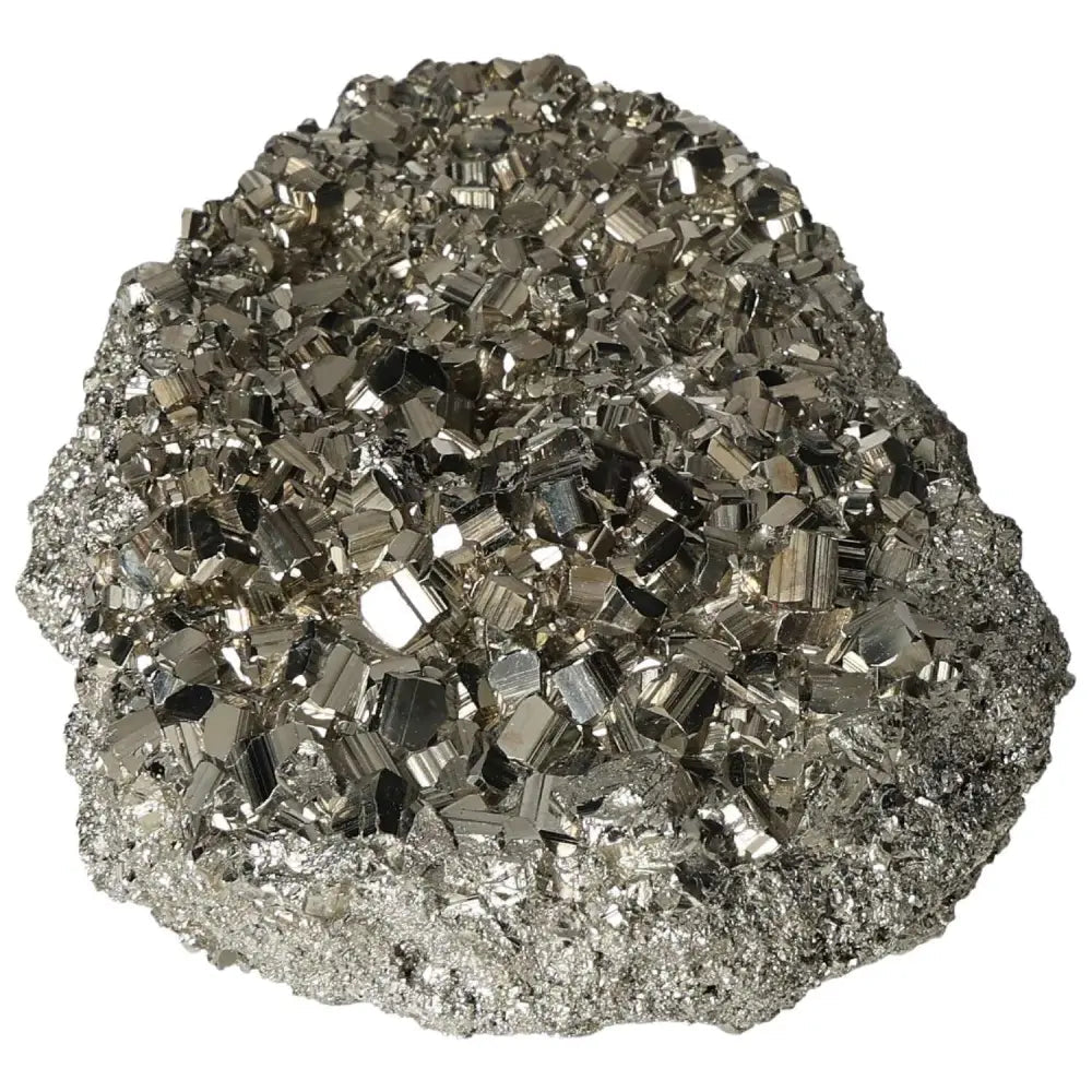 Superior quality pyrite cluster with geometric formations and metallic luster, showcasing natural elegance. High-grade specimen for collectors.
