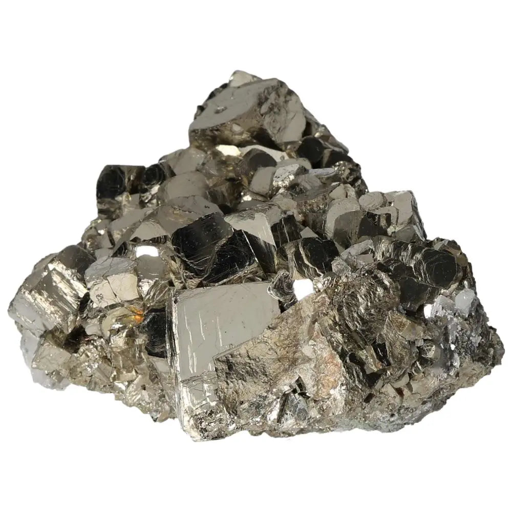Superior Quality Pyrite Cluster with metallic luster and geometric formations, showcasing natural elegance and cubic brilliance.