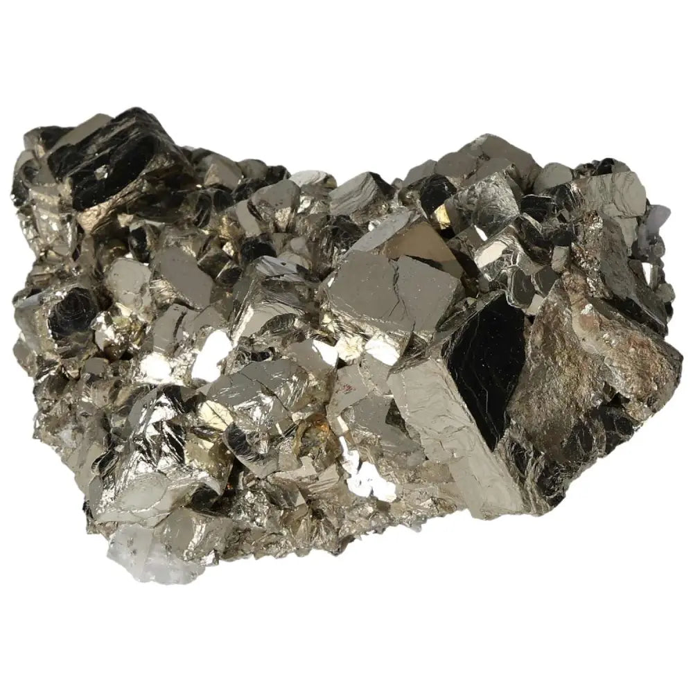 Superior quality pyrite cluster with geometric formations showcasing metallic luster.