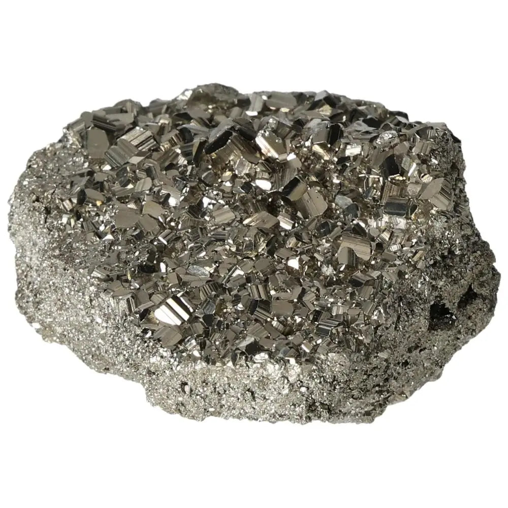 Superior Quality Pyrite Cluster with Geometric Formations and Metallic Luster