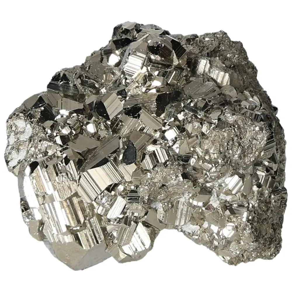 Superior quality pyrite cluster with geometric formations showcasing metallic luster and intricate details, sourced from premium deposits.