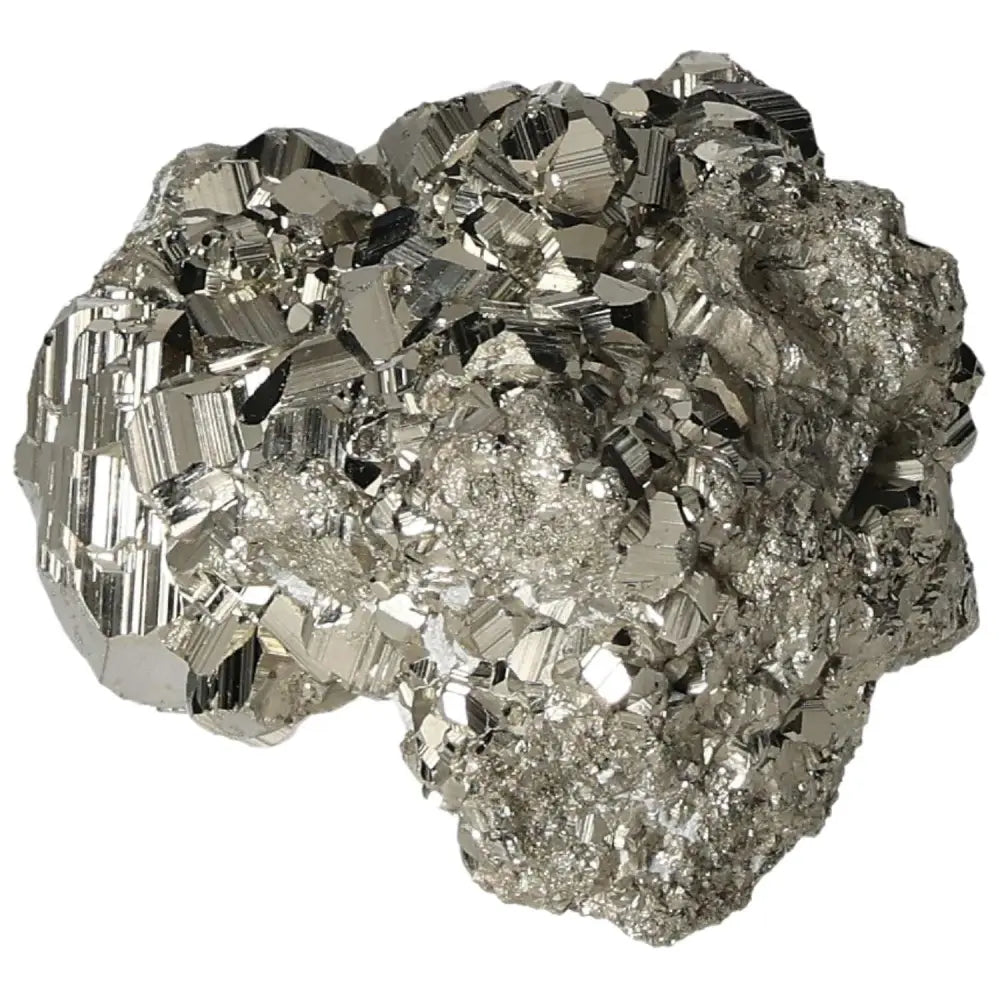 Superior quality pyrite cluster with natural cubic formations and metallic luster, showcasing geometric brilliance.