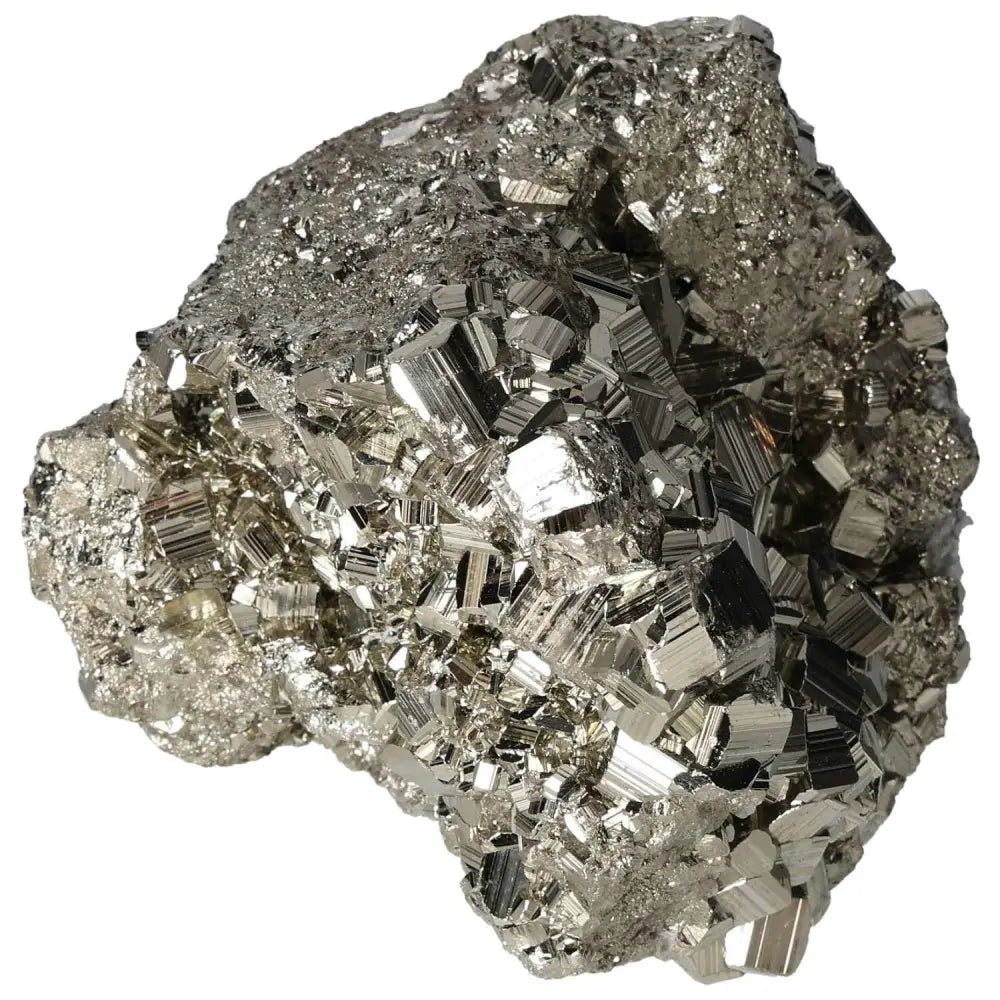 Superior quality pyrite cluster showcasing natural cubic formations and metallic luster, sourced from premium deposits.
